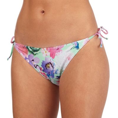 Reger by Janet Reger Aqua floral tie side bikini bottoms